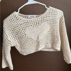 Speechless Cream Knit Sweater with Heart Design